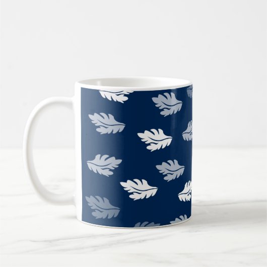Navy Blue Antiek Leaves Pattern Koffiemok (Links)