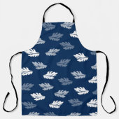 Navy Blue Antiek Leaves Pattern Schort (Voorkant)