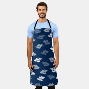 Navy Blue Antiek Leaves Pattern Schort