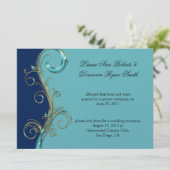 Navy Blue Aqua Gold  Post Wedding Kaart (Staand voorkant)