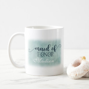 Navy Blue Aqua Waterverf Bruiloft Maid of Honor Koffiemok