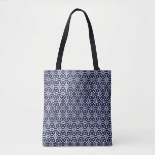 Navy Blue Asanoha Japan Patroon Draagtas