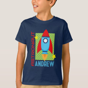 Navy Blue Astronaut Naam Space Rocket Party Shirt