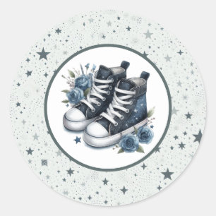 Navy Blue Baby Hoge Topjes Baby shower Ronde Sticker