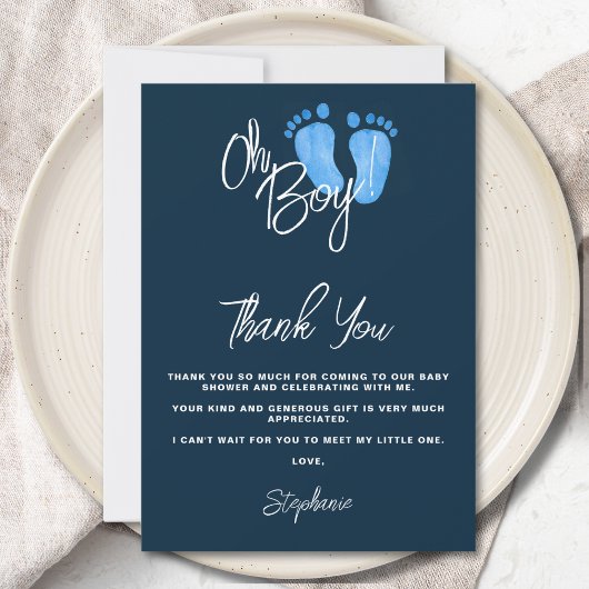Navy Blue Baby shower Bedankkaart