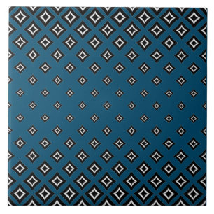 Navy Blue Background en Geometric Square Pattern Tegeltje