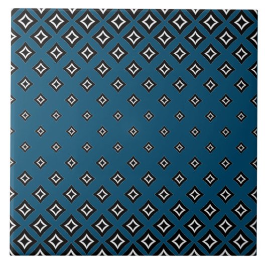 Navy Blue Background en Geometric Square Pattern Tegeltje (Voorkant)
