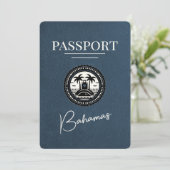 Navy Blue Bahama's Passport Bewaar de datum Save The Date (Staand voorkant)