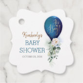 Navy Blue Balloon Baby shower dank u Bedankjes Labels (Voorkant)