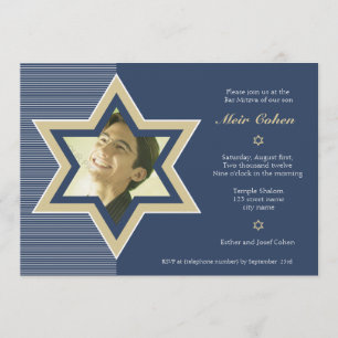 Navy Blue - Bar Mitswa Uitnodiging