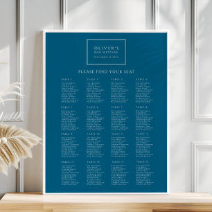 Navy Blue Bar Mitswa Zitplaatskaart Poster