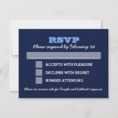 Navy Blue Bar Mitzvah Big RSVP avec options (Devant)