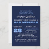 Navy Blue Bar Mitzvah Invitation avec nom Logo (Devant)