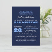 Navy Blue Bar Mitzvah Invitation avec nom Logo (Debout devant)