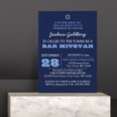 Navy Blue Bar Mitzvah Invitation avec nom Logo