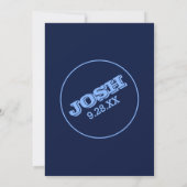 Navy Blue Bar Mitzvah Invitation avec nom Logo (Dos)