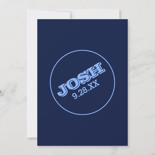 Navy Blue Bar Mitzvah Invitation avec nom Logo (Dos)