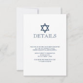 Navy Blue Bar Mitzvah — Specificatiekaart RSVP Kaartje (Voorkant)
