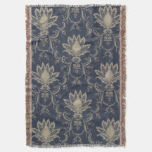 Navy blue Baroque Franse anananasstof