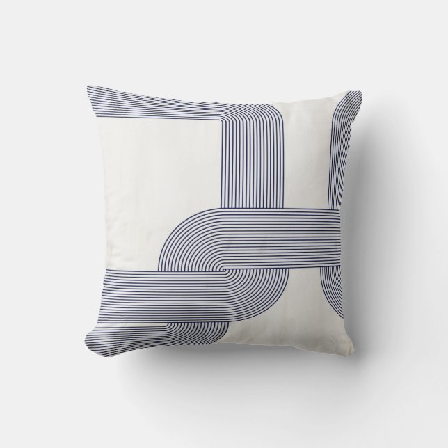 Navy Blue Bauhaus Design op Cream Kussen (Voorkant)