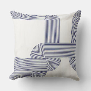 Navy Blue Bauhaus Design op Cream Kussen