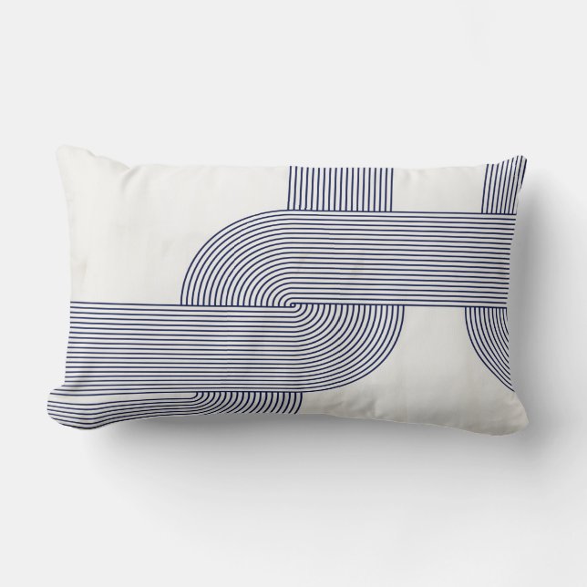 Navy Blue Bauhaus Design op Cream Kussen (Voorkant)