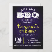 Navy Blue BBQ Verjaardagsfeest Uitnodigen Kaart (Voorkant)