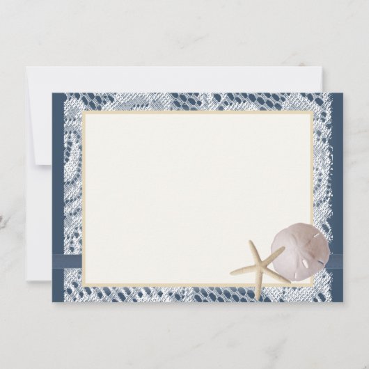 Navy Blue Beach Kant Zand Dollar Dank u Bedankkaart (Voorkant)