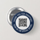Navy Blue Bedankt & Scan Me Promotionele QR-code Ronde Button 5,7 Cm (Voorkant /achterkant)