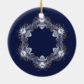 Navy Blue Bee Circle Keramisch Ornament (Achterkant)