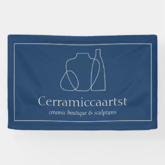 Navy Blue Beige Vase sculpture keramiek Spandoek