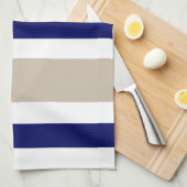 Navy Blue Beige & White Kitchen Towel Gift Theedoek (Quarter Fold)