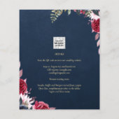 Navy Blue Berry Floral Burgundy Winter Herfst Flyer (Achterkant)
