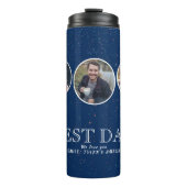 Navy Blue Best Dad's Day 3 Photo Collage Thermosbeker (Voorkant)