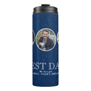 Navy Blue Best Dad's Day 3 Photo Collage Thermosbeker