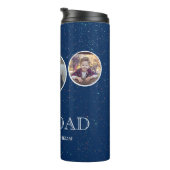 Navy Blue Best Dad's Day 3 Photo Collage Thermosbeker (Geroteerd rechts)