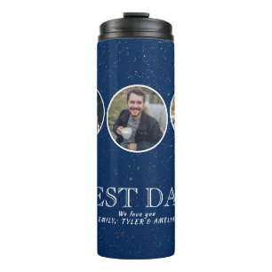 Navy Blue Beste Papa Vaderdag 3 Foto Collage Thermosbeker
