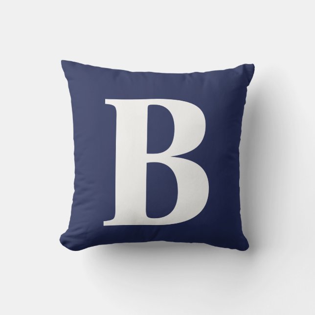 Navy Blue Big Bold Monogram  Buitenkussen (Voorkant)