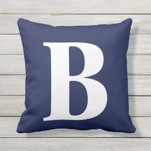 Navy Blue Big Bold Monogram  Buitenkussen