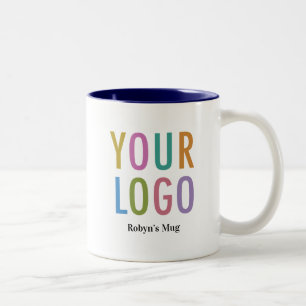 Navy Blue Binnenkant Koffiemok Bedrijfslogo Naam 3 Tweekleurige Koffiemok