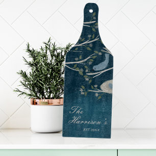 Navy Blue Bird Achternaam Snijplank
