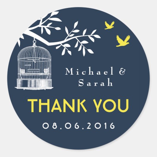 Navy Blue  Bird Cage Wedding Sticker (Voorkant)
