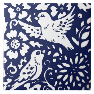 Navy Blue Bird Woodland Animal Trivet Tegeltje