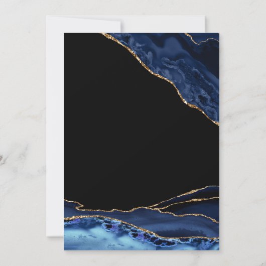 Navy Blue Black Gold Agaat 30e verjaardag Kaart (Achterkant)