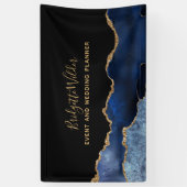 Navy Blue Black Gold Foil Agate Event Planner Spandoek (Verticaal)