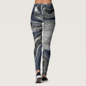 Navy Blue Black Marble Agate Silver Glitter Glam 2 Leggings (Achterkant)