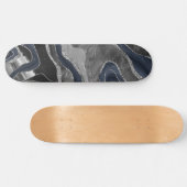 Navy Blue Black Marble Agate Silver Glitter Glam 2 Skateboard (Horizontaal)