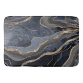Navy Blue Black marmer Agate Gold Glitter Glam #2 Badmat (Voorkant)