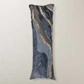 Navy Blue Black marmer Agate Gold Glitter Glam #2 Lichaamskussen (Voorkant Verticaal)