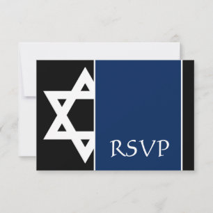 Navy Blue Black Star van David Bar Mitzvah RSVP Kaartje